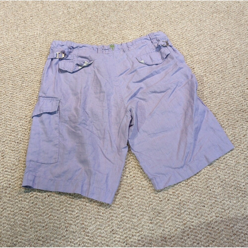 Ganesh Linen Shorts Mens 38 Purple Pockets Utility Summer Beach Resort - Picture 4 of 7